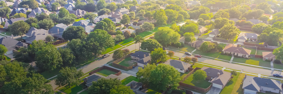 aerial view of neighborhood in Louisville