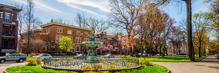 St James Ct fountain in Old Louisville