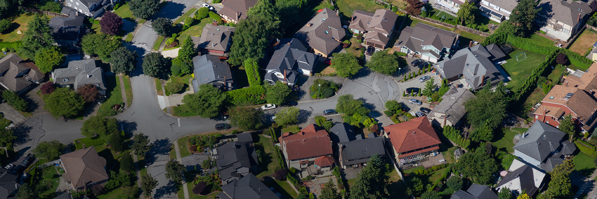 aerial view of oldham county neighborhood