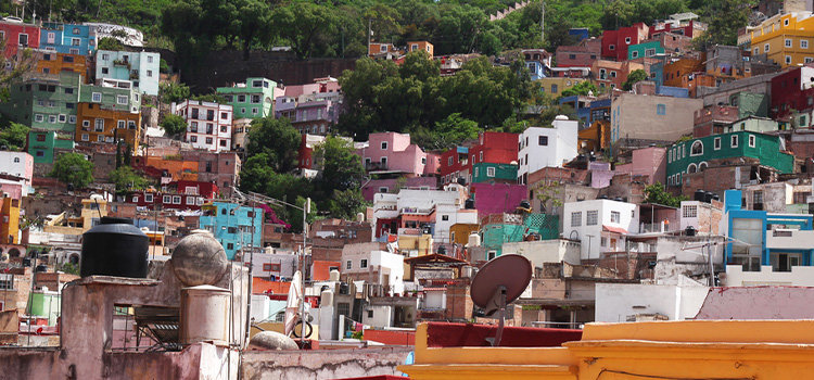 village on hillside in Guanajuato, Mexico