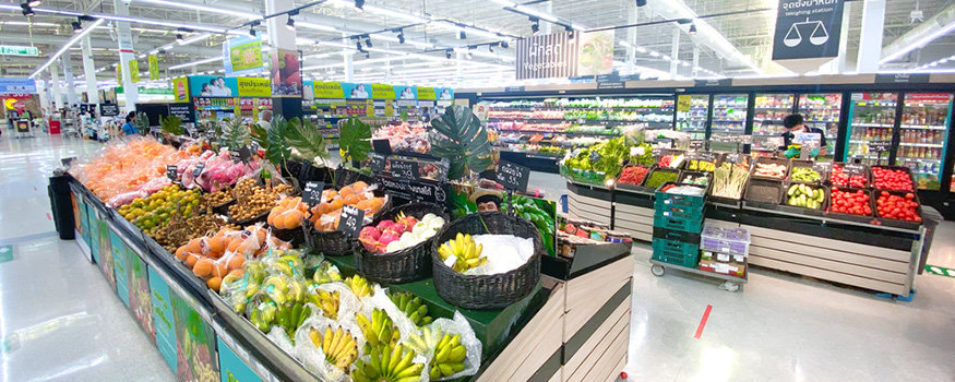 produce section at grocery store