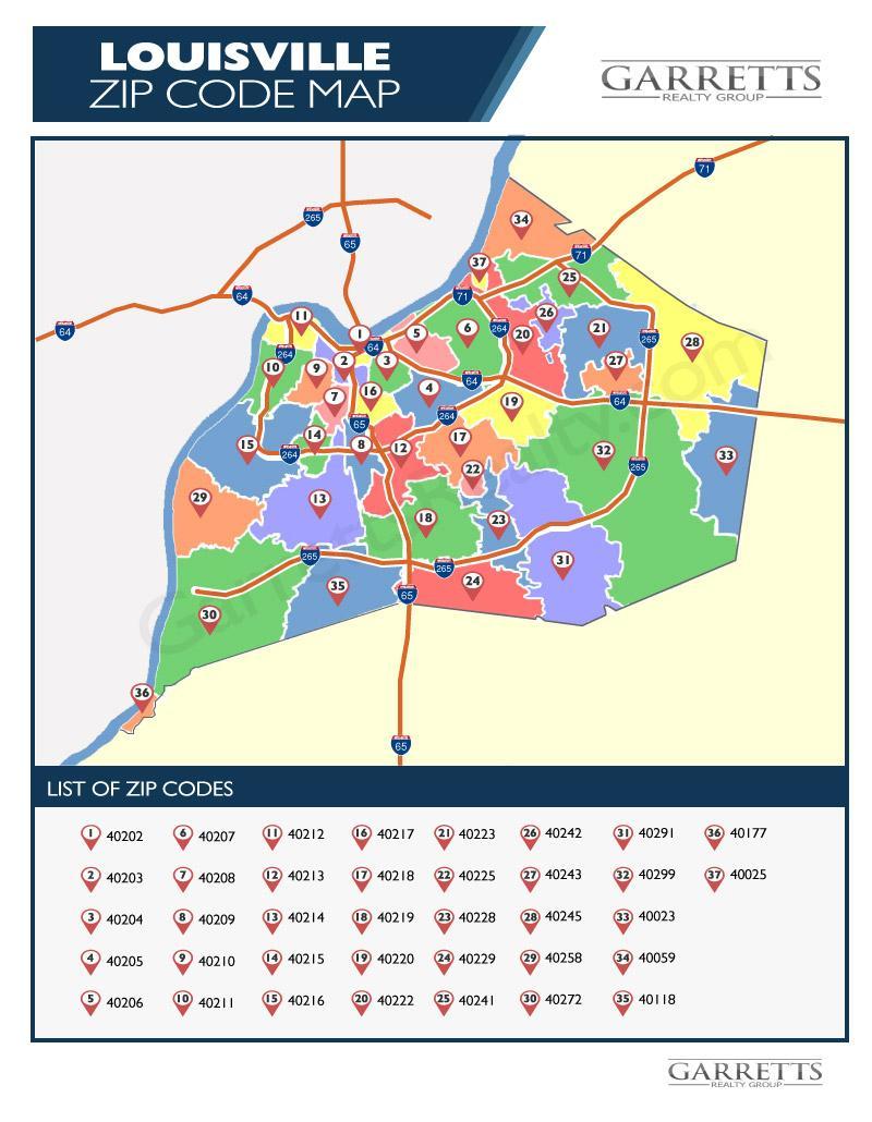 Complete List of Louisville KY Zip Code Map